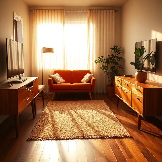 mid century modern living room